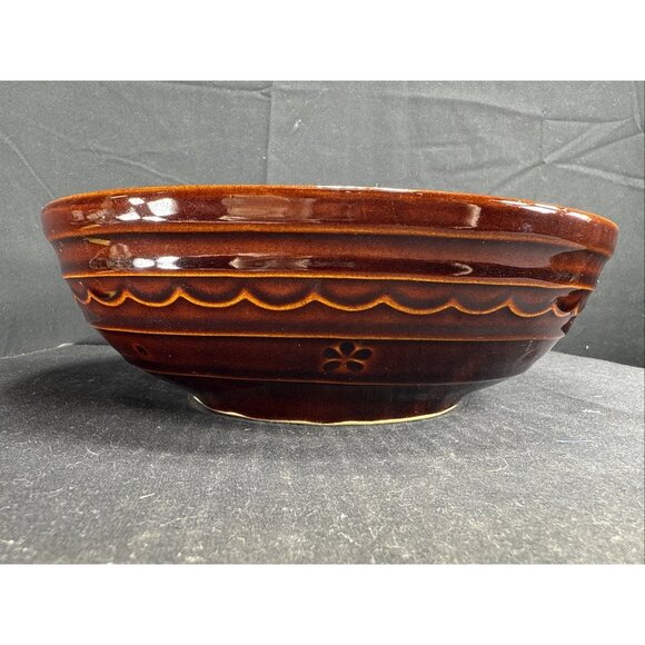 marcrest oven proof USA stoneware 10” X 8” divided dish Brown glaze Daisy Dot - Picture 2 of 7